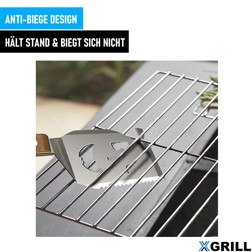 XGRILL 5 In 1 Grill Spatula for Barbecue Multifunctional Grill Cutlery Wooden Handle