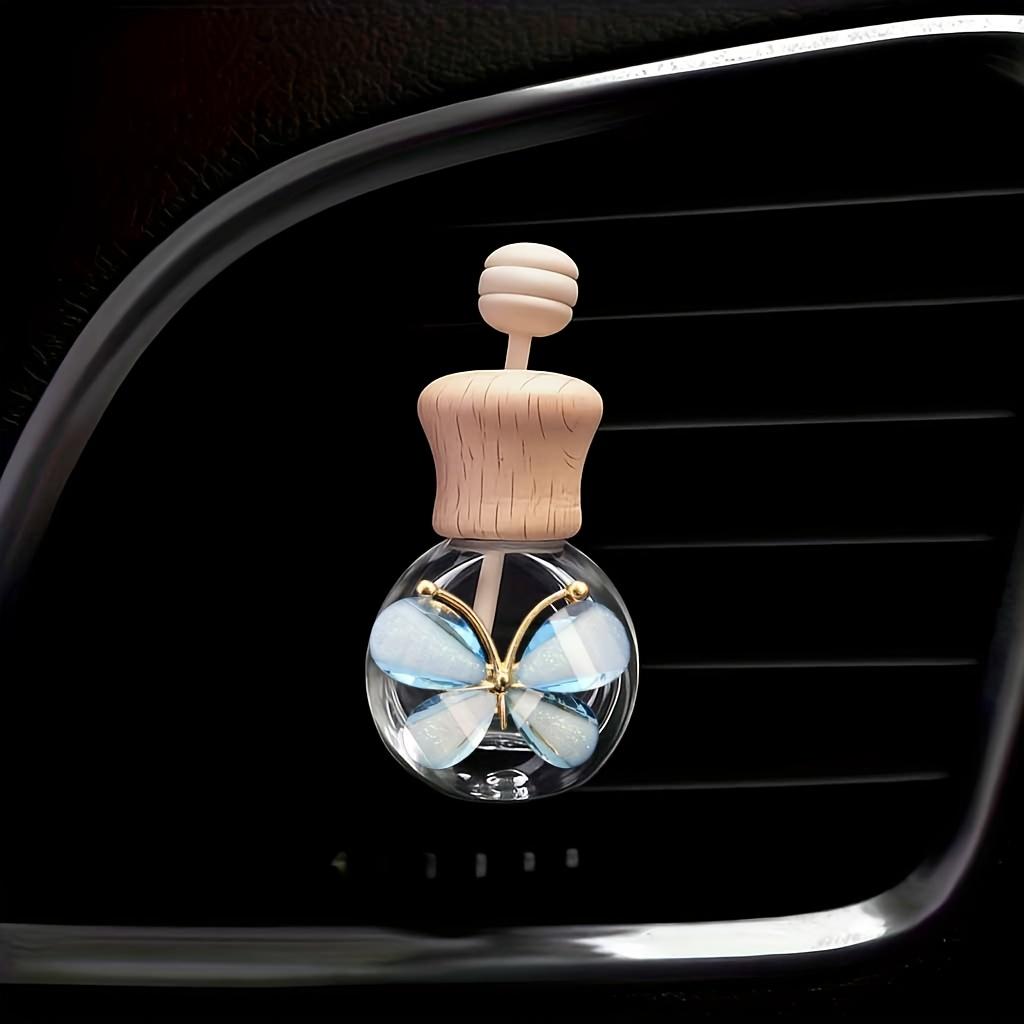 1pc Car Butterfly Glass Bottle, Reusable Car Essential Oil Diffuser, Empty Glass Bottle Pure Decoration Car Accessories