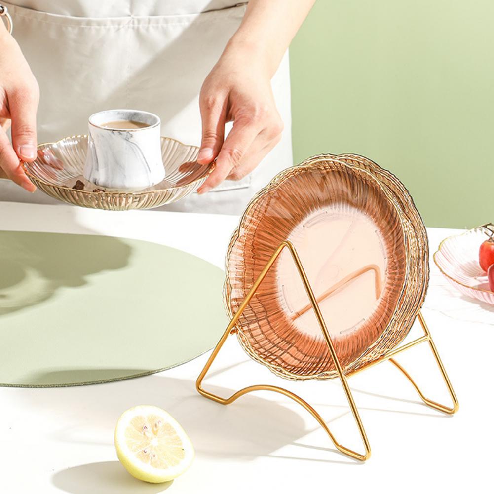 Фруктовая тарелка Салатная тарелка Небьющаяся прозрачная фруктовая тарелка с золотым краем Складываемая сервировочная тарелка для салата Десерт Ужин