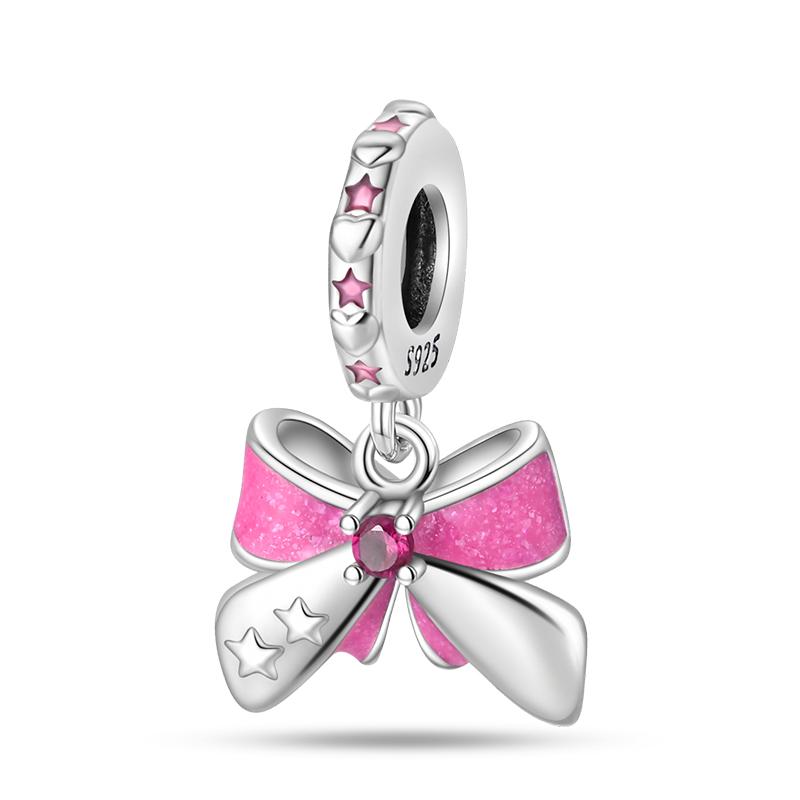 925 Silver Pink Princess Skirt Butterfly High Heels Fashion Bag Charms Beads Fit Pandach 925 Bracelets Fine DIY Jewelry