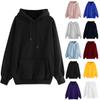 Women's Fashion Casual Solid Color Hooded Loose Fleece-Lined Thick Long Sleeve Sweatshirt
