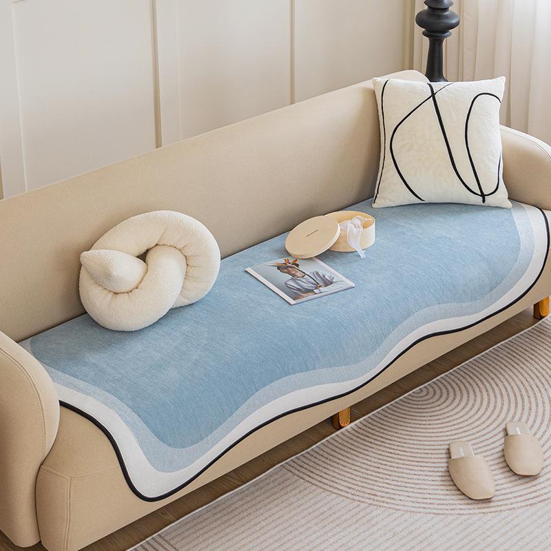 1pc Wave Edge Sofa Cushion, Four Seasons Universal High Grade Chenille Sofa Cover, Non Slip Sofa Cover, Sofa Fabric, Sofa Napkin