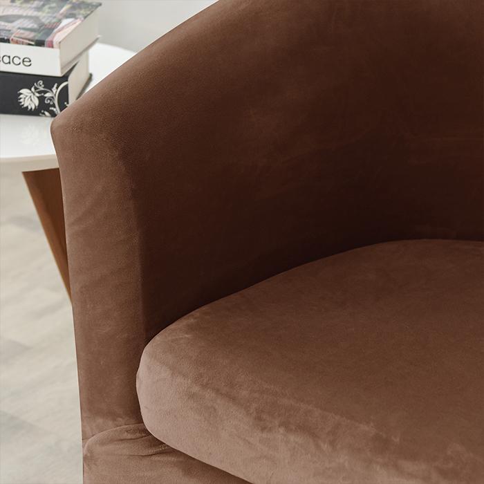 Club Armchair Cover, Velvet, Brown
