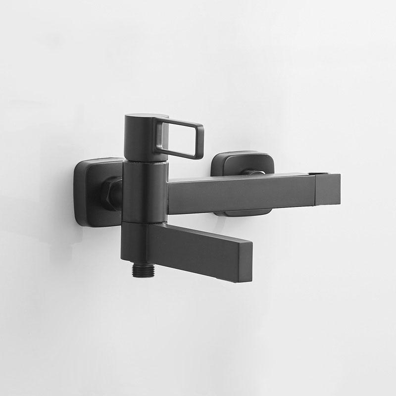 Черный/Хромированный Латунный Набор Смесителей для Ванны и Душа Ручной Настенный Смеситель для Душа Полая Ручка Горячий и Холодный Смеситель Водопад