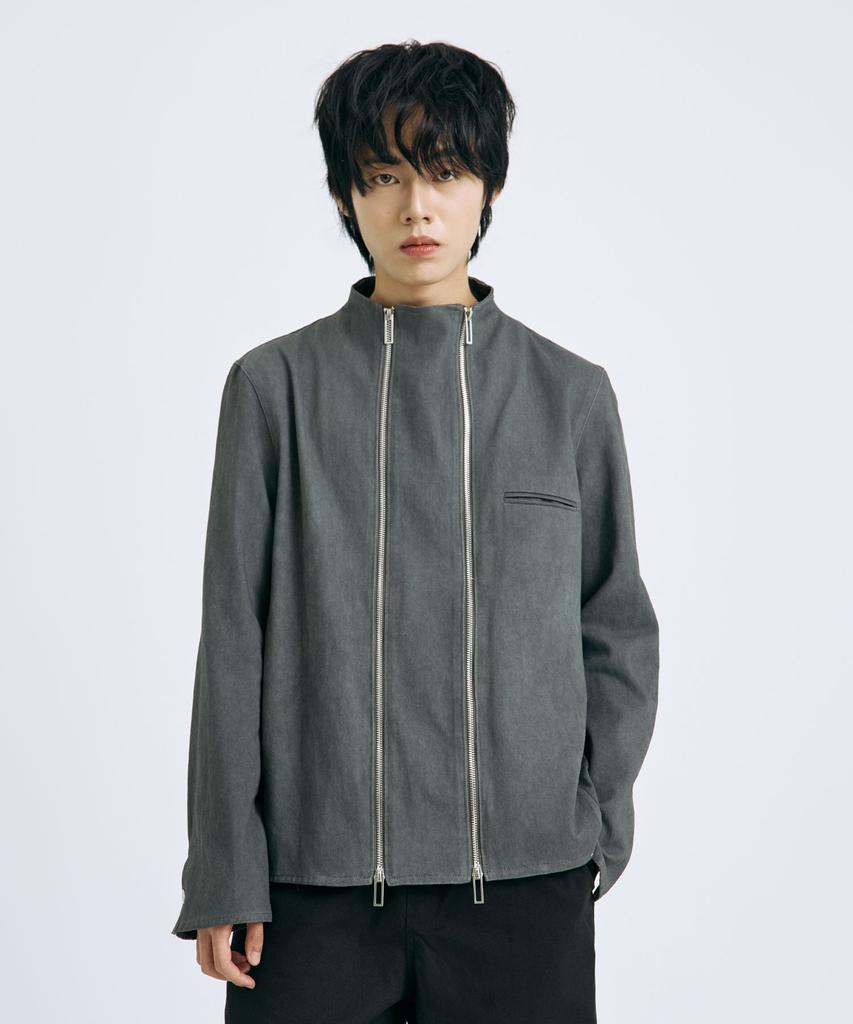 TEN PAST SEVEN Double Zipper Stand Neck Jacket (2 Colors)
