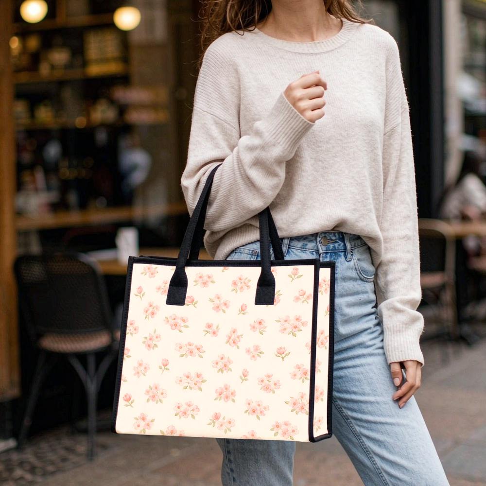 Floral Printed Tote Bag Fashion Daily Large Capacity Casual Shoulder Handbag