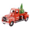Christmas Vintage Red Truck Metal Truck Car with Christmas Trees Ornaments for Home Fireplace