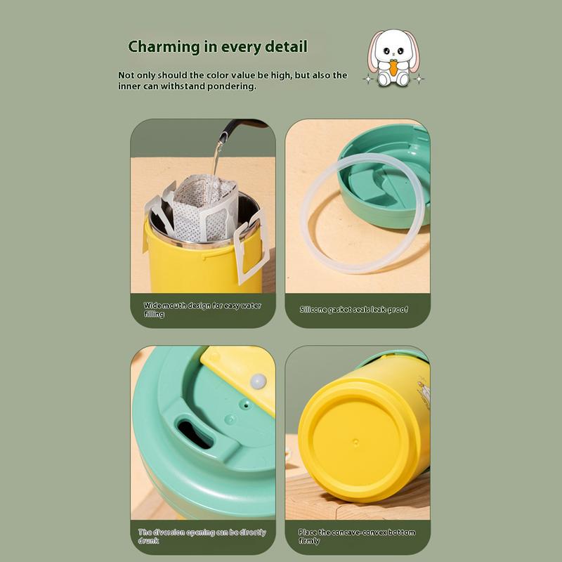 Кружка для кофе с крышкой из нержавеющей стали, дорожная кофейная кружка, милый узор, термокружка с крышкой для кофе, воды, сока, пива, вина