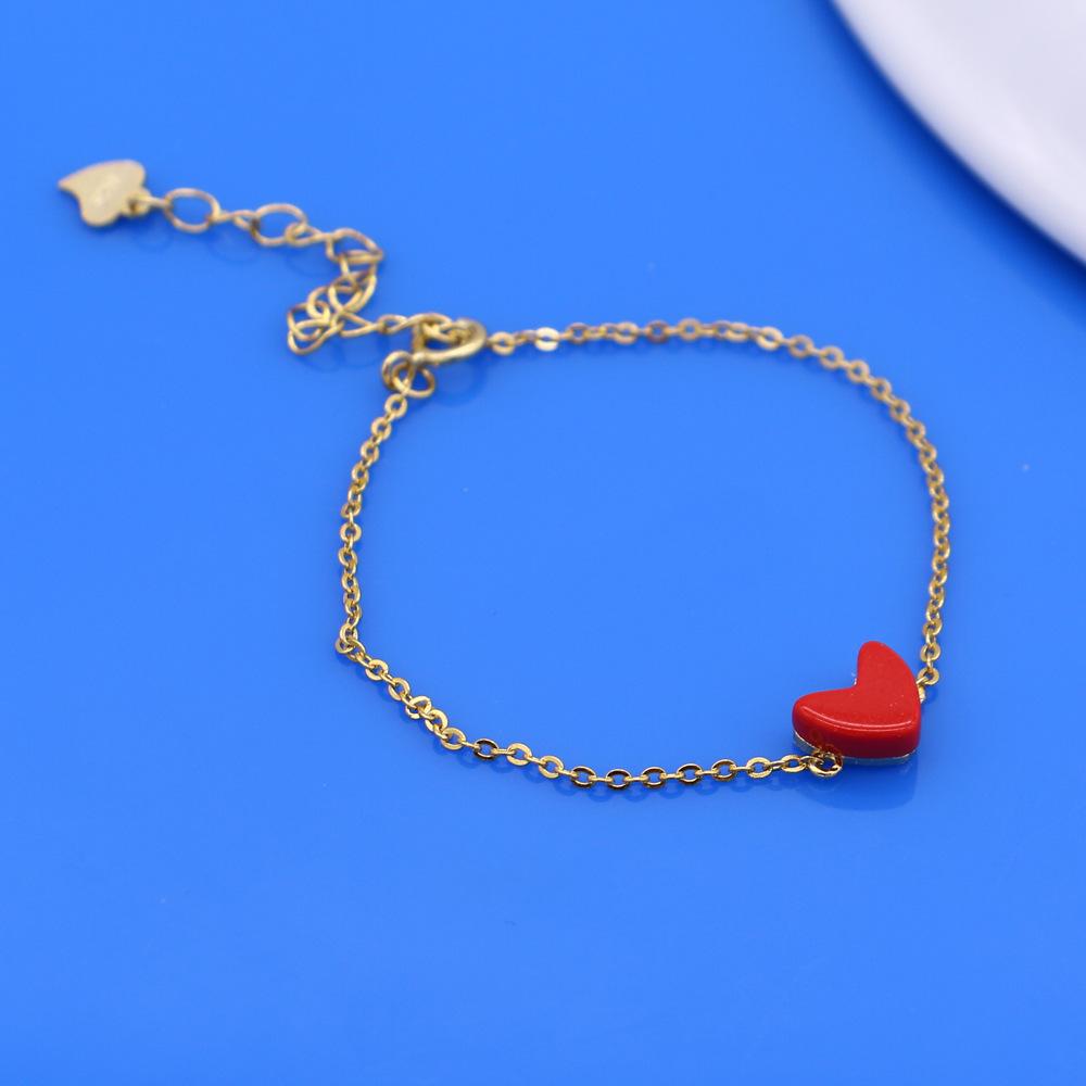 Серебряный браслет S925 Girl Love Peach Heart Bracelet Japanese Korean Miss Red Jewelry