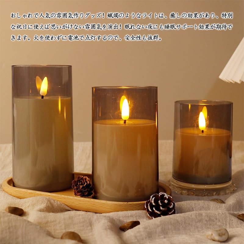 Светодиодная свеча wowjimi с дистанционным управлением, без декоративного теплого мерцания, как настоящий успокаивающий звук, без рождественского новогоднего освещения, набор из 3 предметов, управление,