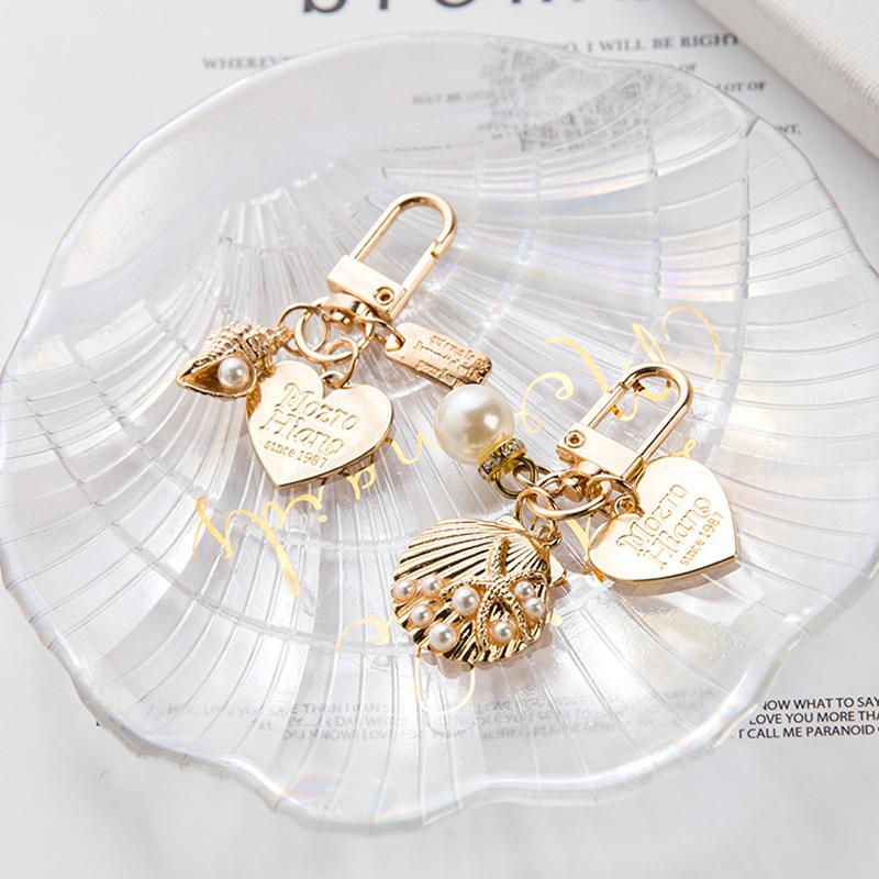 1PC Key Ring Keychain Shell Keychain Heart Keychain Bag Ornament Key Accessory Metal Pendant