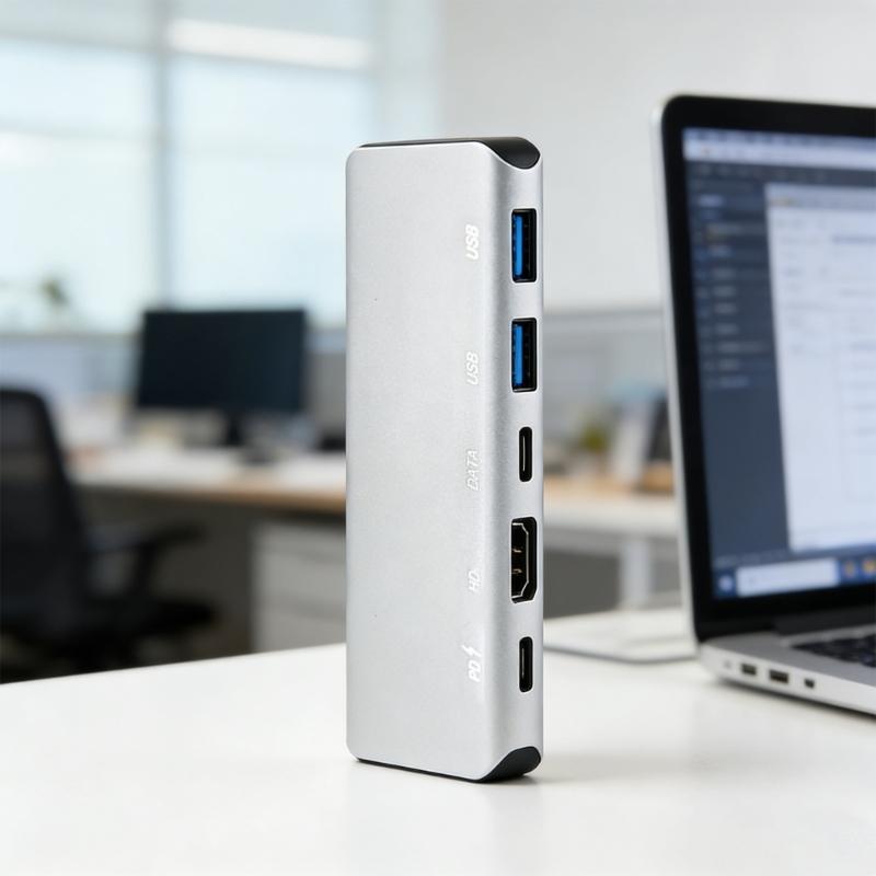 Многопортовые USB-C адаптеры 100 Вт Быстрая зарядка Выход HDTV Металлический корпус Для компьютерных аксессуаров
