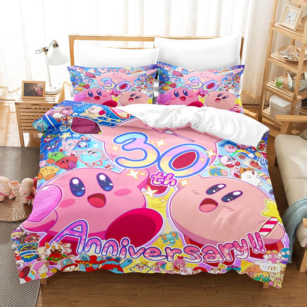 Звезда Кирби 3D Цифровая Печать Пододеяльник Простыня Комплект из Трех Предметов Домашний Текстиль Постельное Белье