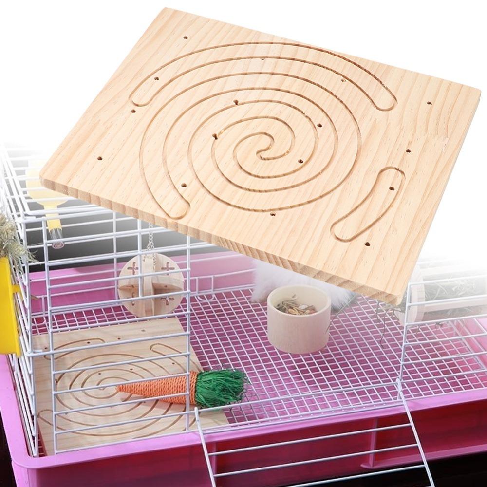 Spiral Groove Design Wooden Scratching Board Wood Pet Play Toy Durable Cage Accessory  Squirrel