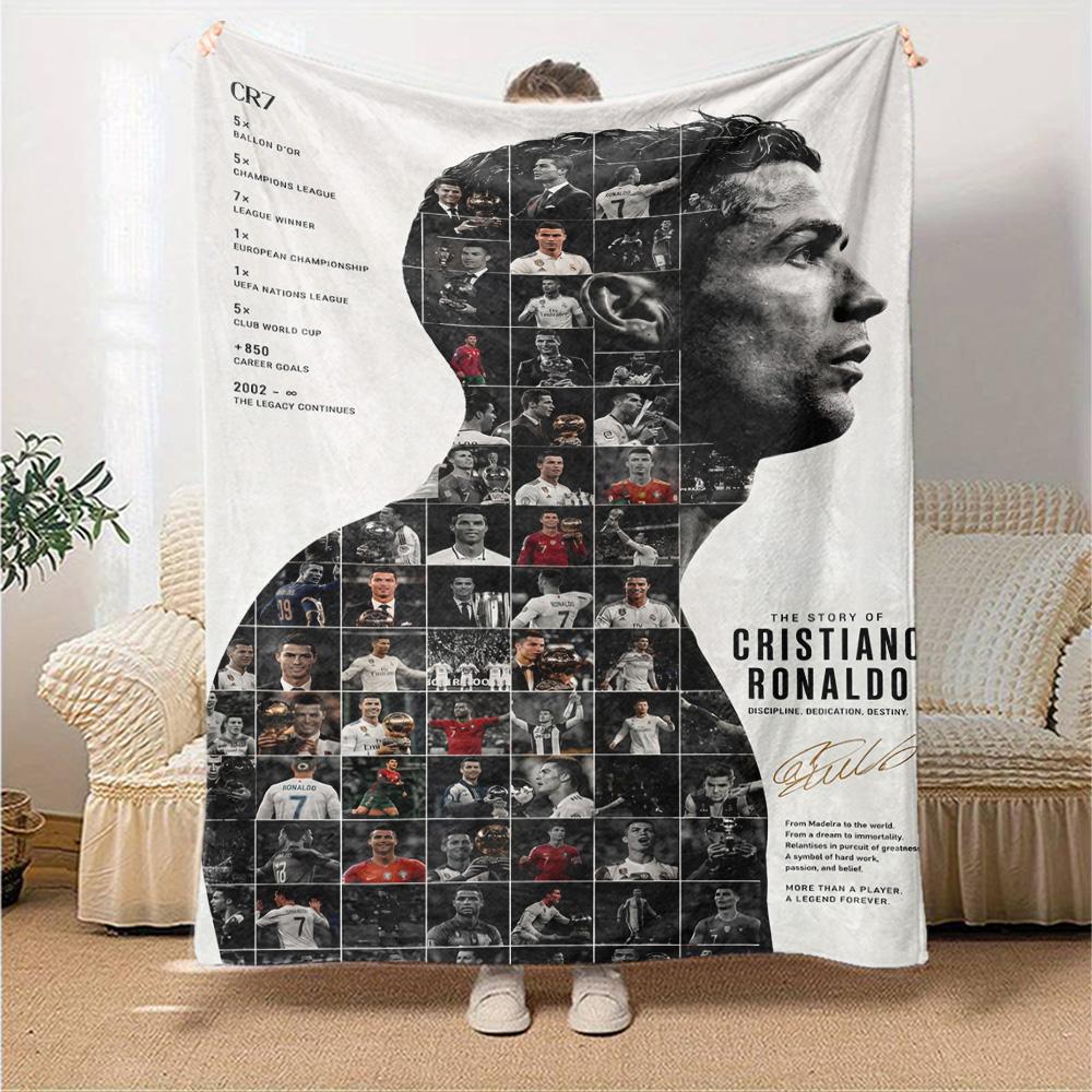 Ronaldo's Legacy Manchester United Blanket Durable Comfort Great for Office Chair Bedding Office Four Seasons Universal Playful Design