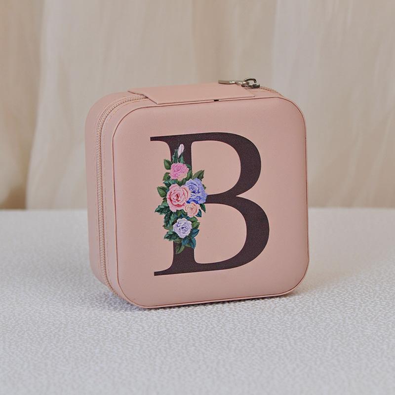 1PC Jewelry Boxes for Wedding Party Black Alphabet Personalized Pink Gift Box Jewellery Holder Jewelry Organizer Case