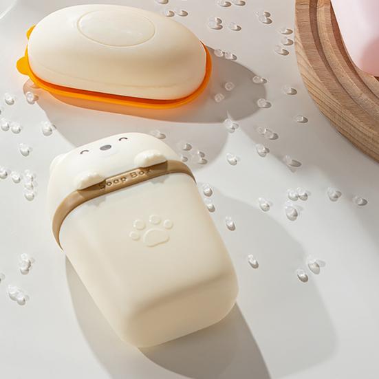 Держатель для мыльницы Портативный Компактный Дизайн Мыльница в виде мультяшного медведя Водонепроницаемый Дорожный