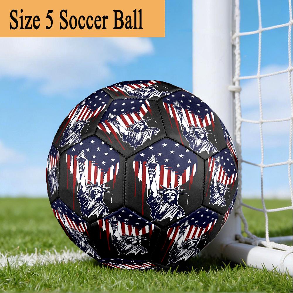 Liberty Statue With American Flag Size 5 Soccer Ball,Indoor/Outdoor Suitable for Training Matches Tournaments Practice Games Perfect Gift for Fan