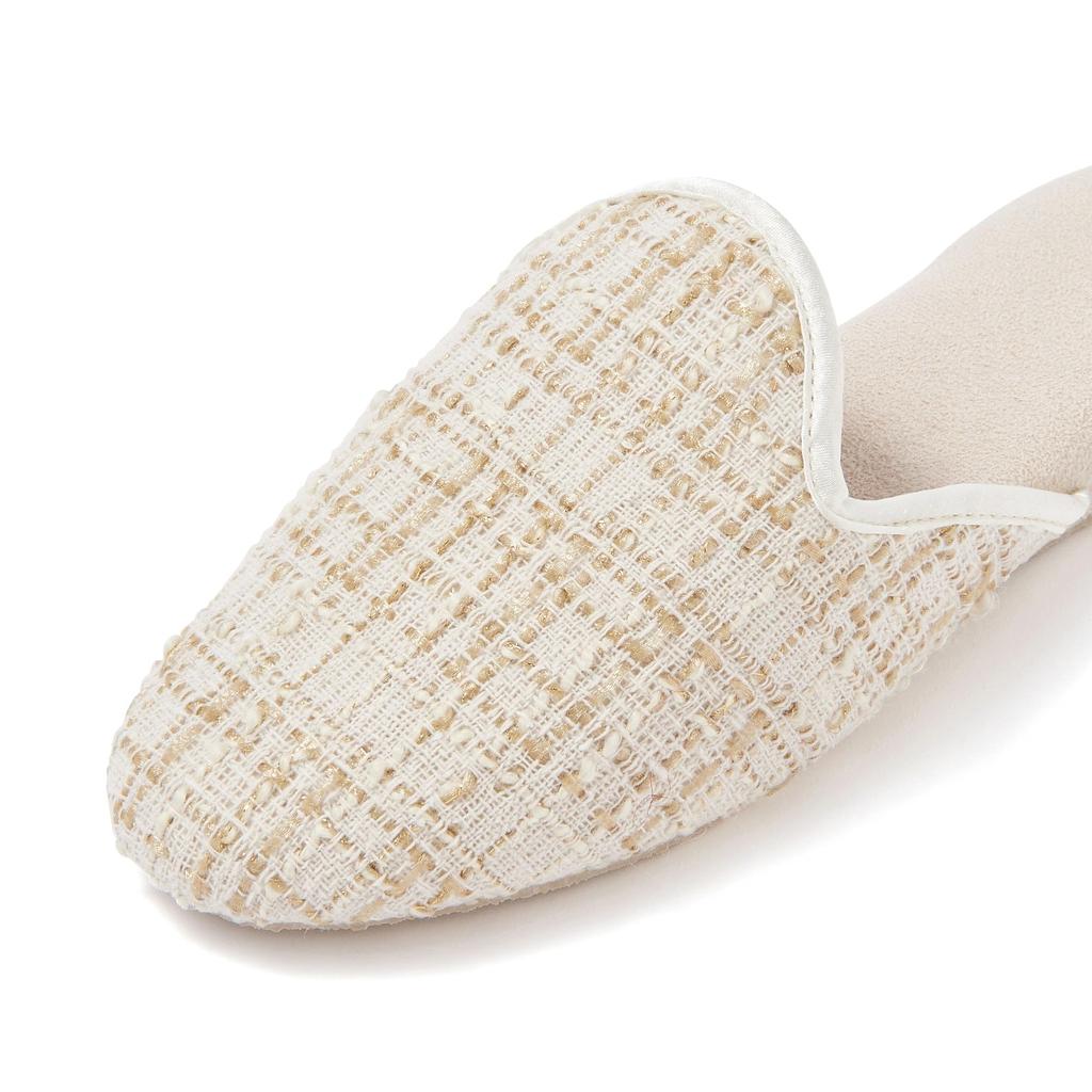 Francfranc Твидовые комнатные туфли белого цвета,