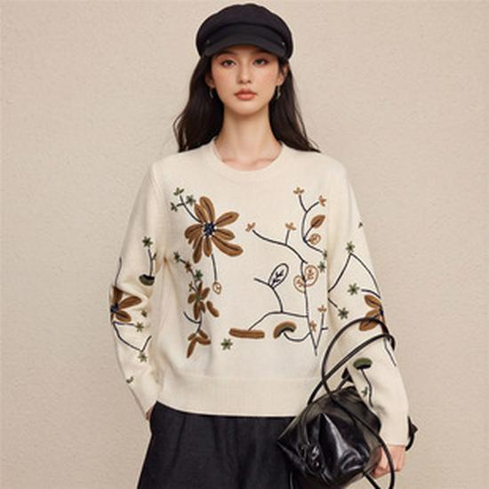 Spring MIU Series Slim Wool Bow Jacquard Cardigan