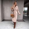 Spring and Autumn Coat Simple V-neck Strap Long Coat Women
