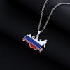 Russia Map Flag Pendant Necklace Stainless Steel Patriotic Jewelry for Men Women