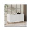 Buffet moderne - MUVOE - Commode laquée - 2 tiroirs - 6 compartiments - Blanc doré