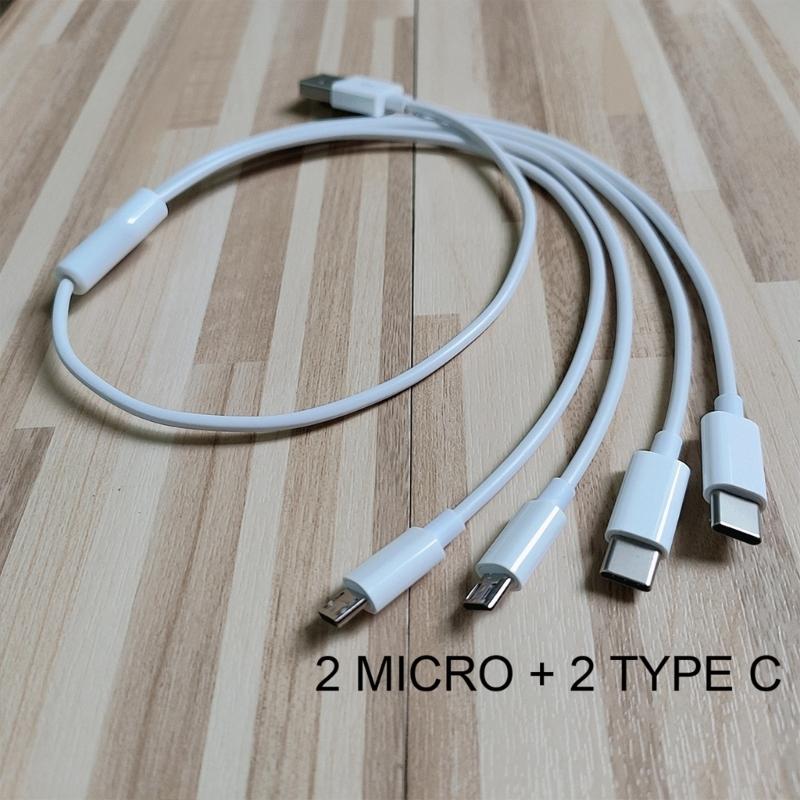 50см 4-в-1 Решение для зарядки - USB на двойной Type-C и двойной micro USB Кабель-шнур для Зарядки Мобильных Телефонов Powerbanks