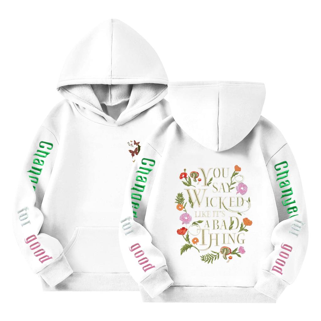 Детский пуловер с длинным рукавом, свободного кроя, с принтом букв, капюшоном на шнурке