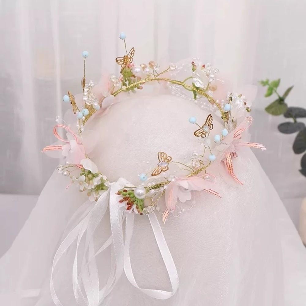 Korean Style Wreath Headband Tiara Garland Wristband Elegant Flower Crown Hairband  Photo Props
