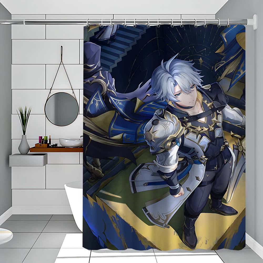 Honkai Star Rail П-Файнон Простая душевая штора Занавеска для душа в ванной Легко чистить и мыть Полиэстер Водонепроницаемый Легкий