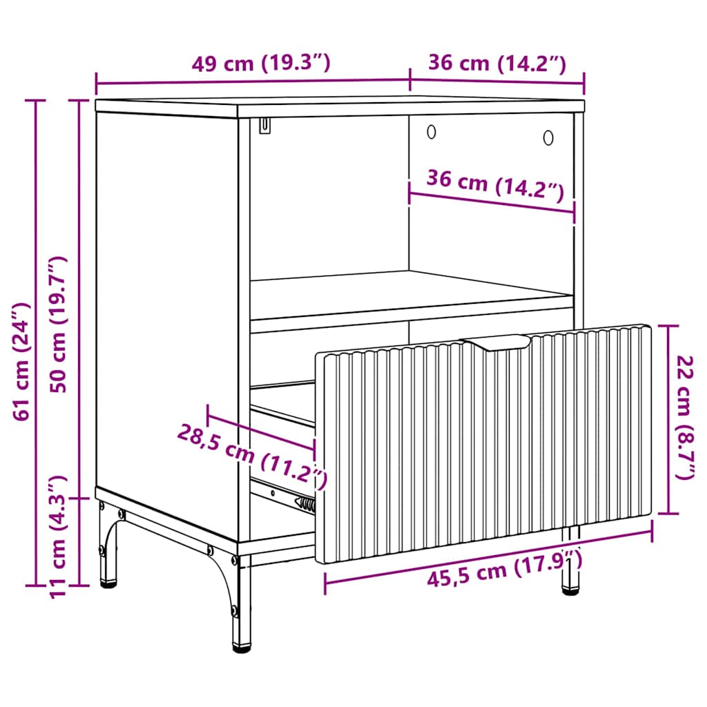 Nightstand Artisan Oak 49 x 36 x 61 cm Particleboard