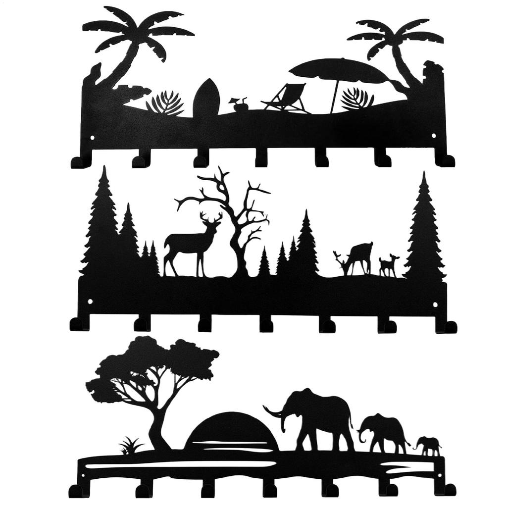 Key Hanger with 7 Hooks Adhesive Metal Decorative Entryway Key Holder Rack for Front Door Bedroom Kitchen Bathroom Entryway