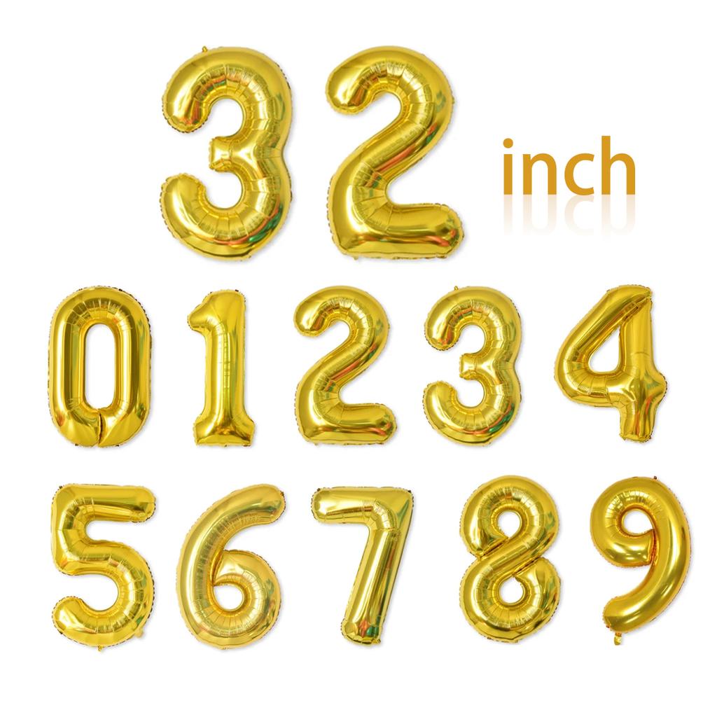 32-дюймовые золотые и серебряные шары-цифры, вечеринка по случаю дня рождения, свадьба на День святого Валентина, годовщина, украшение для новогодней вечеринки