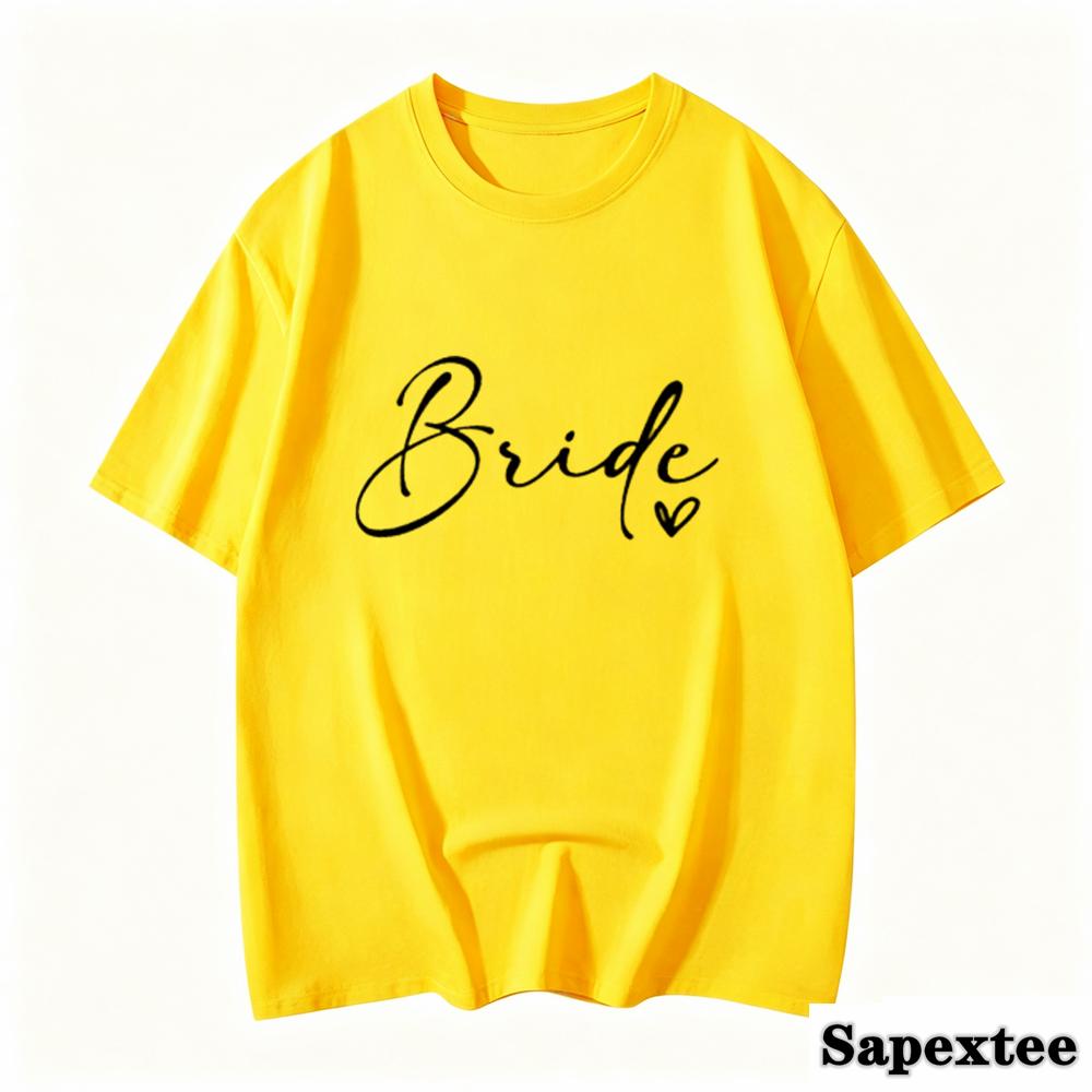 Bride Heart Evjf Hen Party Gropu Unisex Tshirt Girl Wedding Female Tops Camisetas Female Fashion ONeck Short Sleeve