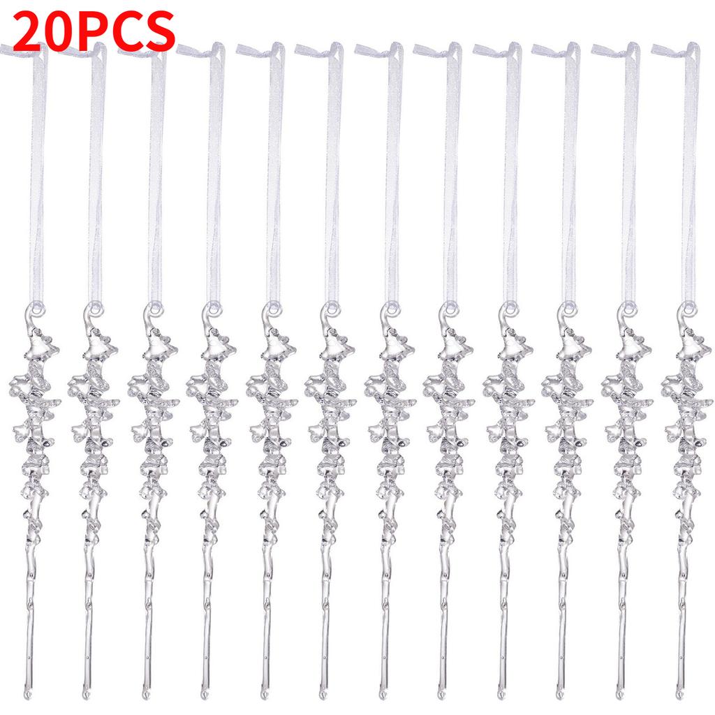 50/5PCS Acrylic Christmas Ice Pendants Transparent Simulated Icicle Hanging Decor with Hanging Rope Christmas Icicle Ornaments