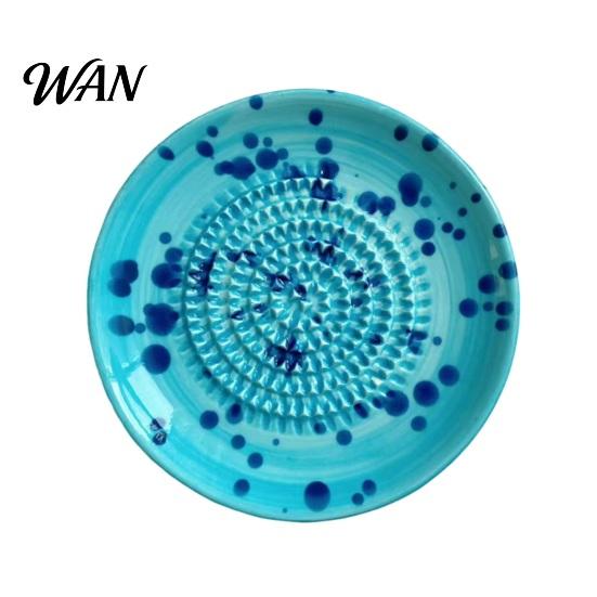 Pepper Grinder Ceramic Grater Bowl, Manual Ginger Garlic Mincer with Ink Splash Pattern, Splash-ink Pattern Grinding Plate for Wasabi Daikon,