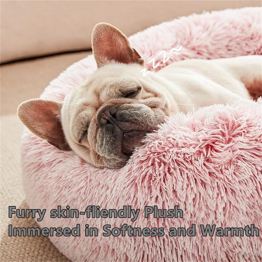 Soft Cat Bed Donut Round Warm Plush Dog Bed Washable for Small Medium Dogs Cats Pet Sleeping Mat
