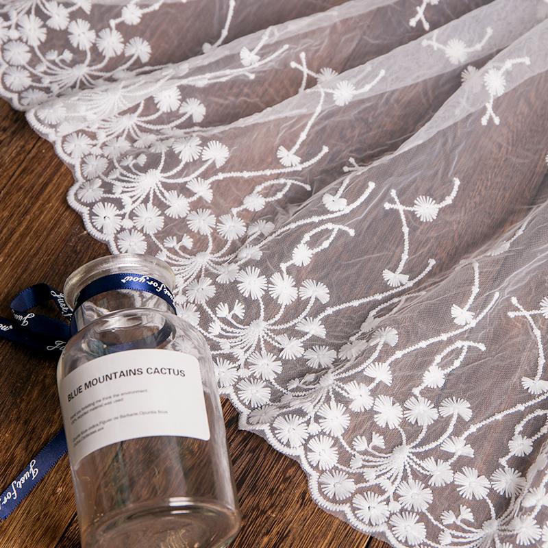 White Black Pink Sewing Fabrics Floral Embroidery 32cm Width Garments Decor Needlework Accessories Diy Crafts Lace Ribbon 2yards