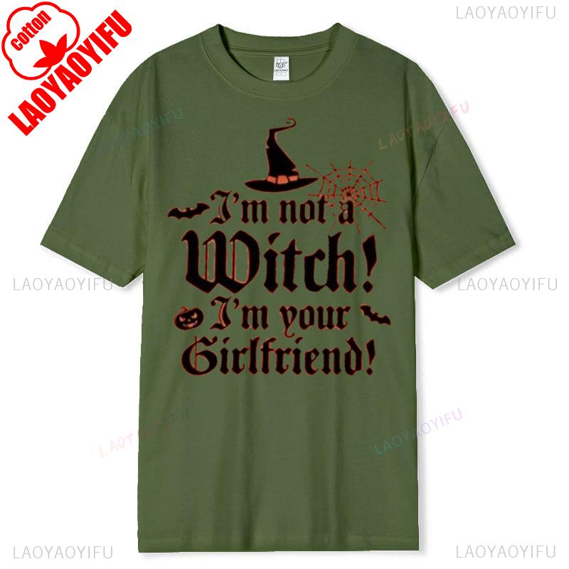 Halloween Witch Tshirt Orange Couple Matching Tee Funny Costume For Girlfriend Boyfriend Halloween Party Theme Cotton Shirts