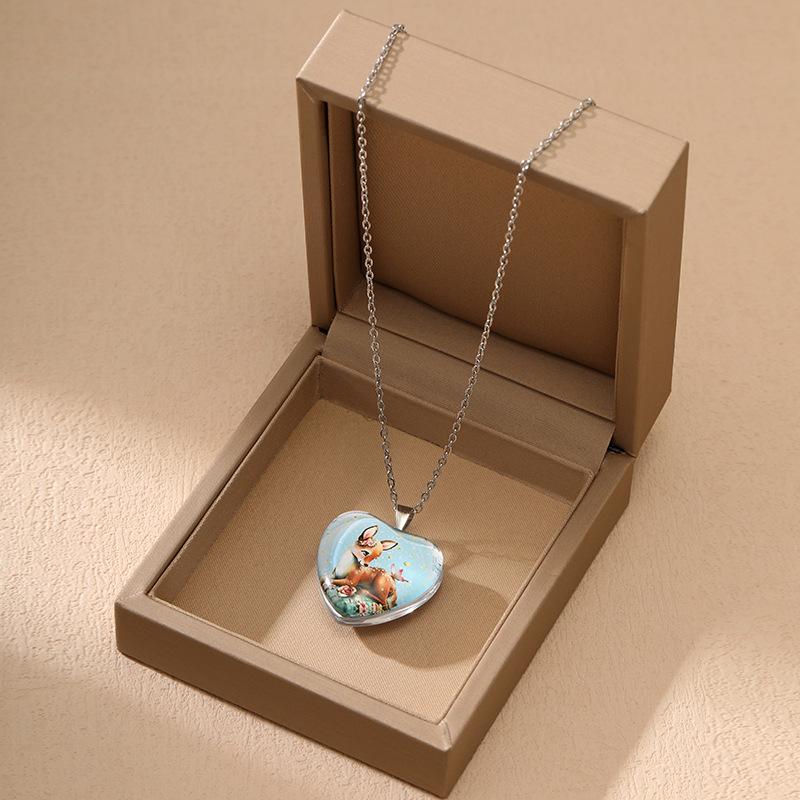 Модный кулон-кристалл в форме сердца Простое милое колье из серии «Кошки» для женщин