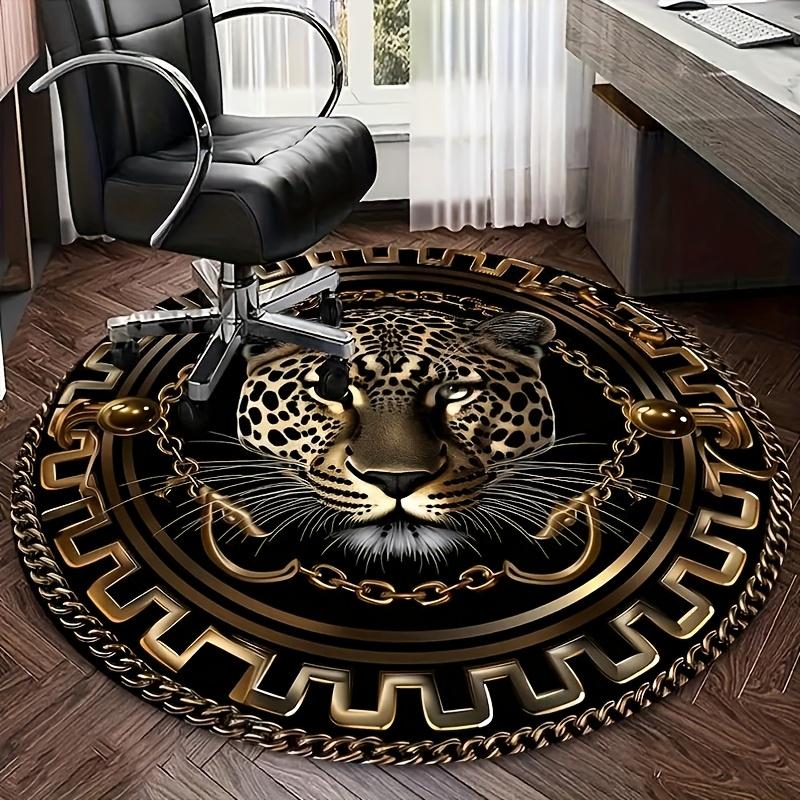 Vintage Chain & Leopard Head Round Rug, Soft Washable Non-Slip Mat for Living Room, Bedroom, Entryway, Patio & Outdoor Decor