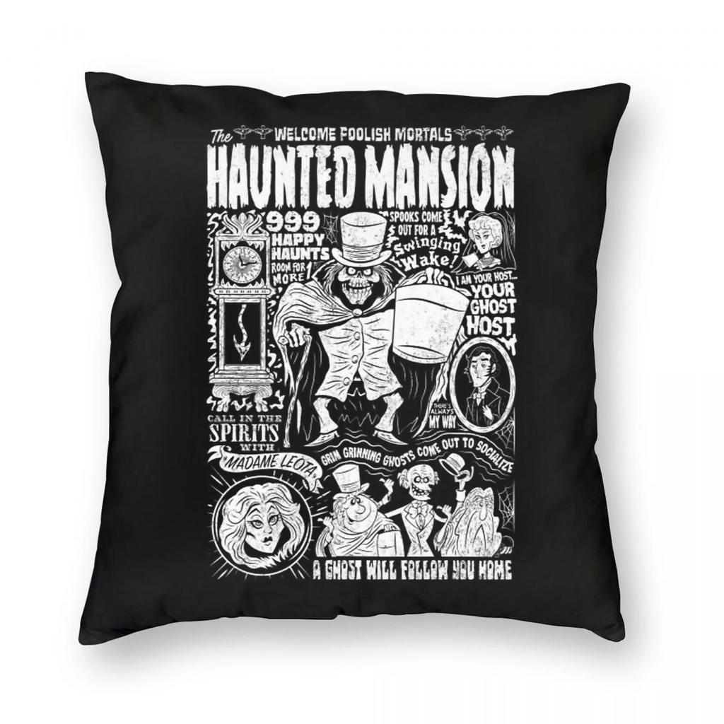 Haunted Mansion Spooky Show Square Pillowcase Polyester Linen Velvet Pattern Zip Decorative Pillow Case Bed Cushion Case