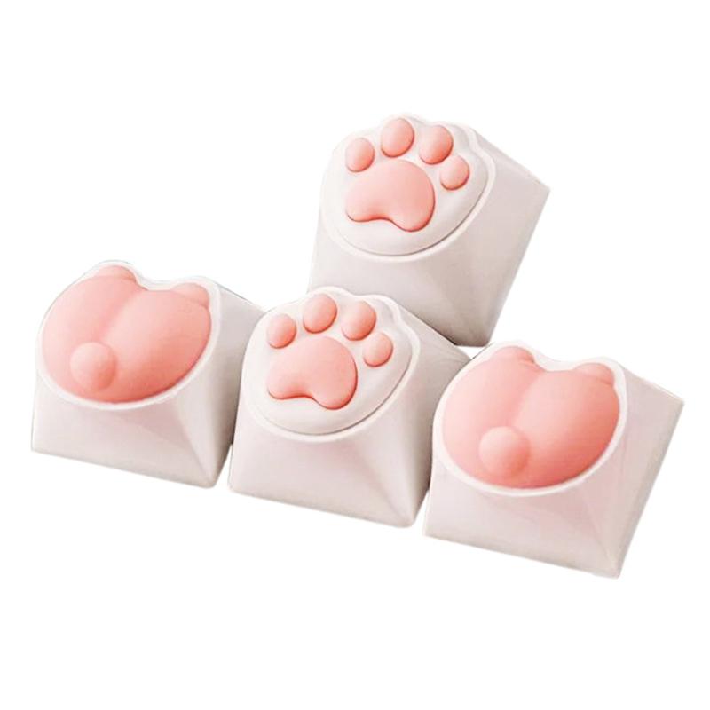 Cute Cat Paw Keycaps For Mechanical Keyboard Cherry Mx Switch Diy Custom Key Cap Soft Silicone Keycup Artisan Pink Color