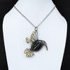 Черный турмалин грубый кулон медная проволока обернутый кулон ручной работы птица кулон медная проволока ювелирное изделие подарок для мамы драгоценный камень кулон для женщин