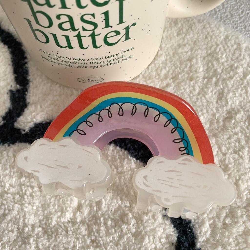 YHJ Милая радужная тучка акриловая заколка для волос - Женская заколка-акула с граффити для прически