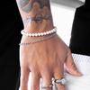 Popular Men's Sand Wood Bead Bracelet Hematite Beaded Bracelet Set Men's Black Agate Bead Elastic Bracelet