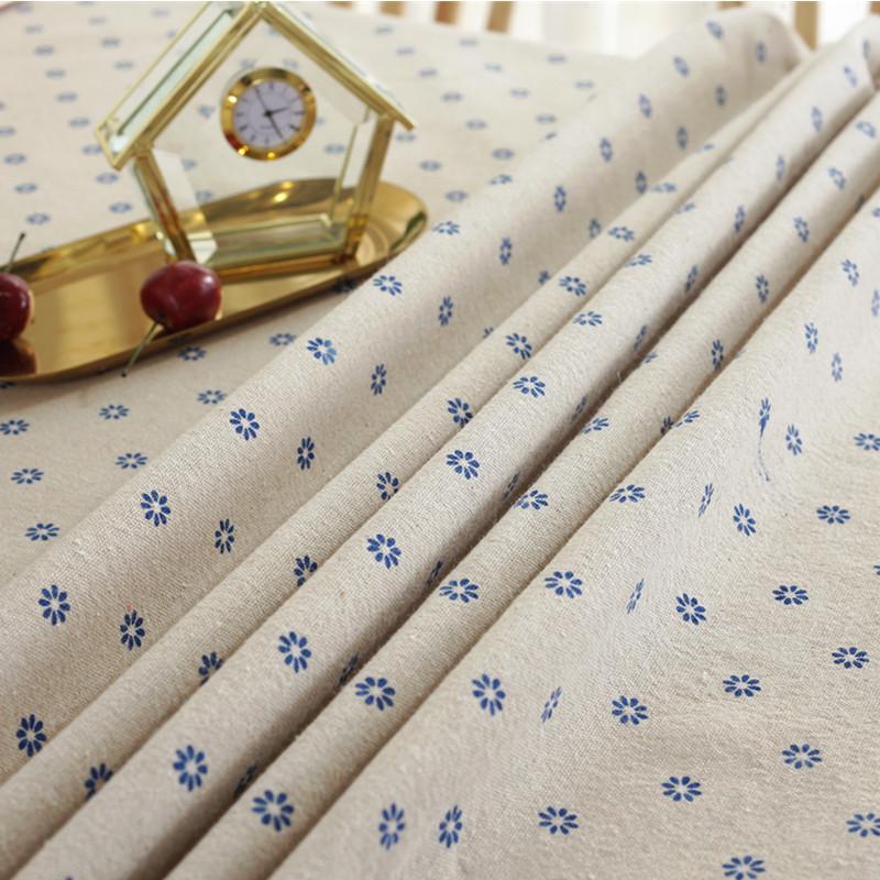 150x50cm Cotton Linen Blue Retro Orchid Fabrics Rural and Pastoral Style Handmade Curtains Handbags Handmade DIY Home Decoration