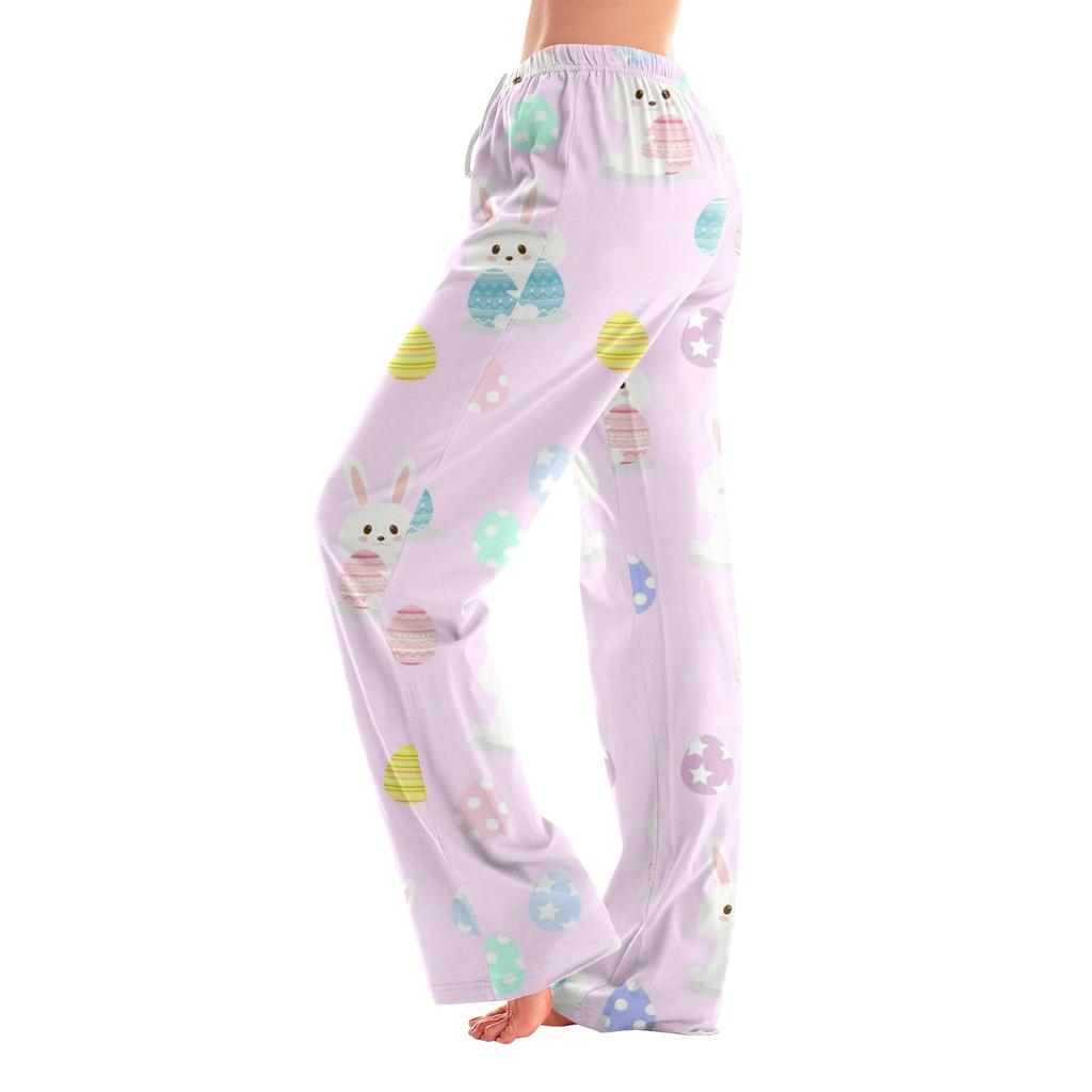 Женские пижамные штаны, одежда для сна, повседневные брюки с эластичной резинкой на талии, удобные прямые свободные брюки для йоги