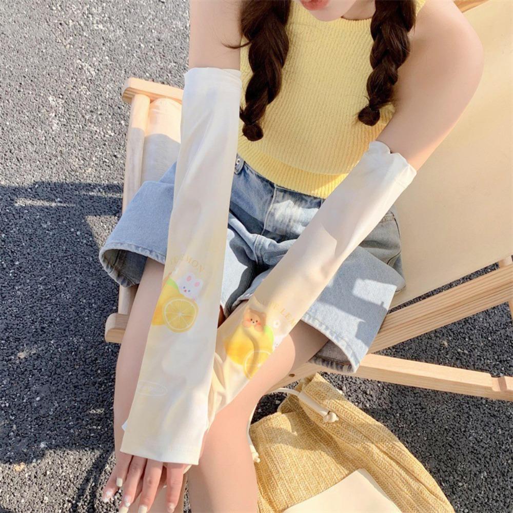 Рукава с фруктовым узором для защиты от солнца, рукава из ледяного шелка против солнечных ожогов, милые нарукавники, лето